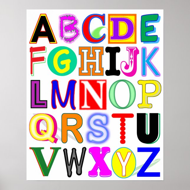 Poster Alphabet coloré et amusant (Devant)
