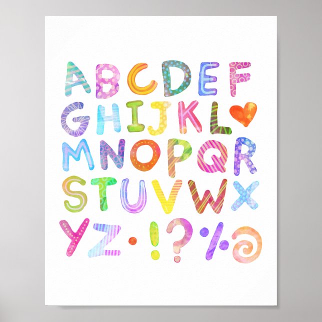 Poster Alphabet couleur aquarelle (Devant)