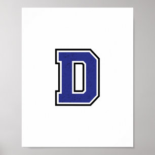 Poster Alphabet D en bleu