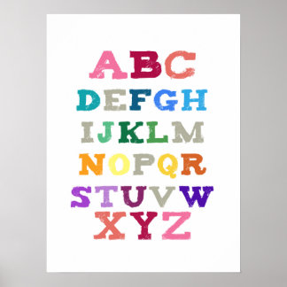 Poster Alphabet d'art pour enfants - Tons roses