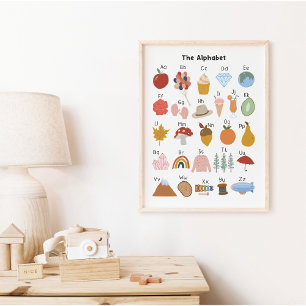 Poster Alphabet de A à Z pour enfants Éducatif Maternelle