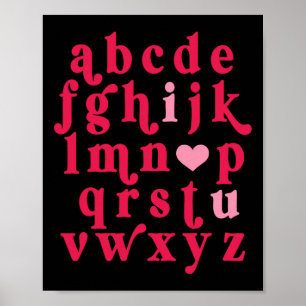 Poster Alphabet de la Saint-Valentin Abc Je T'aime Profes