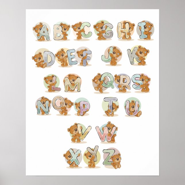 Poster Alphabet de l'ours en peluche (Devant)