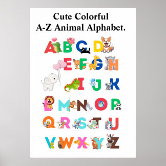 Poster Alphabet des Animaux de A à Z – ABC Mignon et Colo