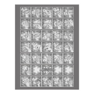 Poster Alphabet digital allemand 4 - gris /