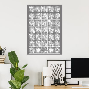 Poster Alphabet digital allemand 4 - gris /