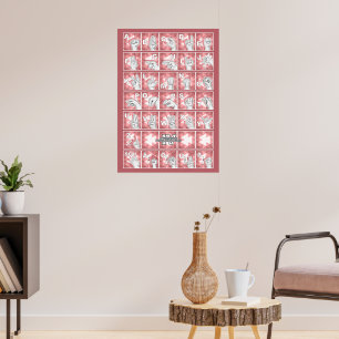 Poster Alphabet digital allemand 4 - rouge /