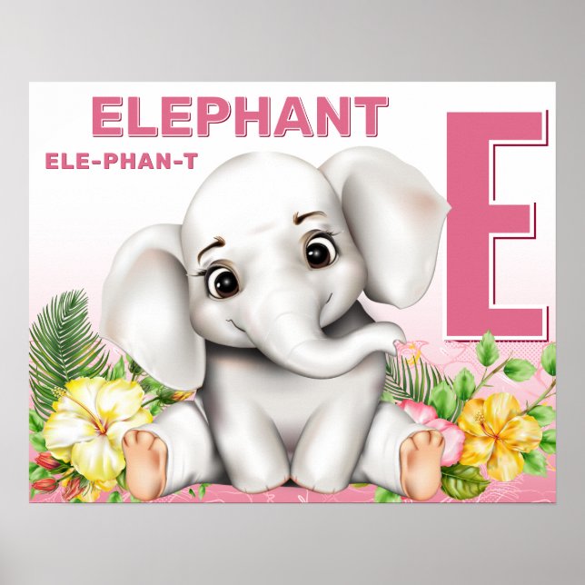 Poster Alphabet Elephant Safari (Devant)