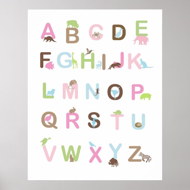 Poster alphabet en rose et marron (Devant)