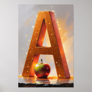 Poster Alphabet Enfants Halloween ABC Lettre A