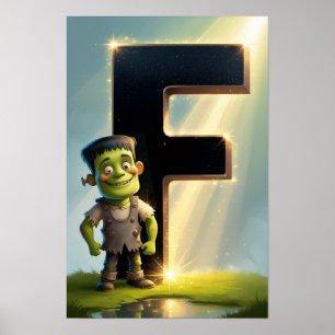 Poster Alphabet Enfants Halloween ABC Lettre F