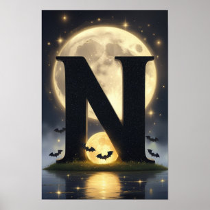 Poster Alphabet Enfants Halloween ABC Lettre N
