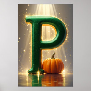 Poster Alphabet Enfants Halloween ABC Lettre P