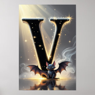 Poster Alphabet Enfants Halloween ABC Lettre V
