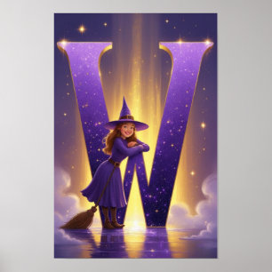 Poster Alphabet Enfants Halloween ABC Lettre W