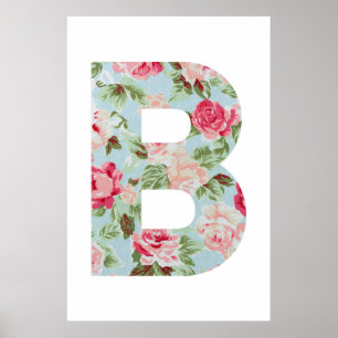 Poster Alphabet floral ; Graphique alphabet nom B