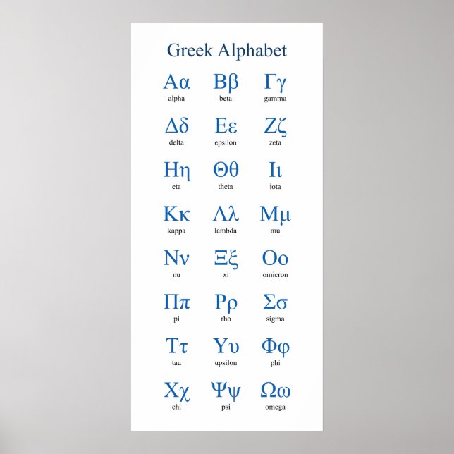 Poster Alphabet grec étroit vertical (Devant)