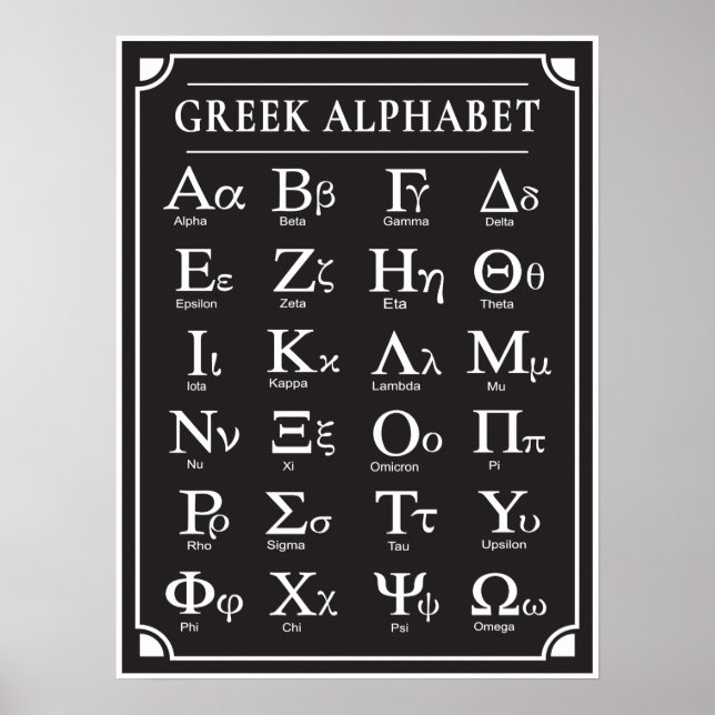 Poster Alphabet grec noir (Devant)