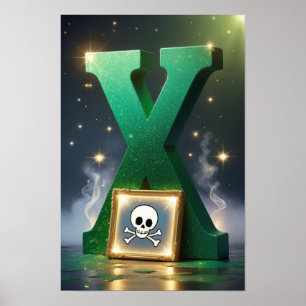 Poster Alphabet Halloween Enfants ABC Lettre X