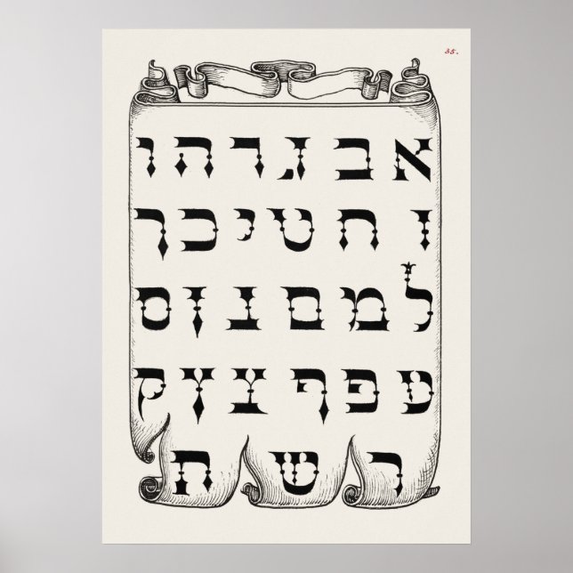 Poster Alphabet hébreu vintage (Devant)