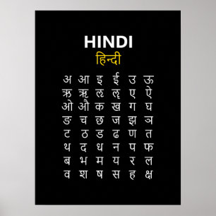 Poster Alphabet Hindi अ–क्ष écriture devanagari