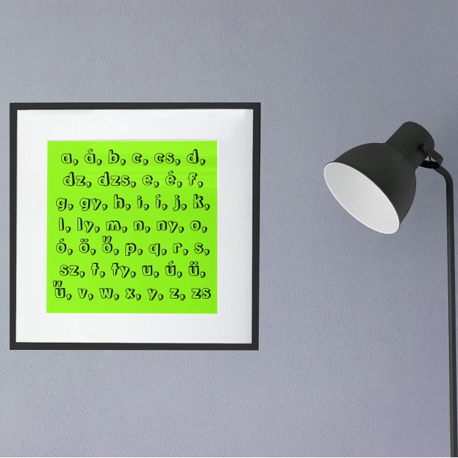 Poster Alphabet hongrois en vert (Créateur téléchargé)