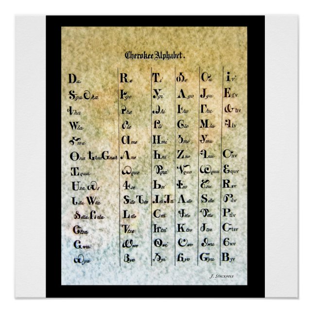 Poster Alphabet indien de Cherokee (Devant)