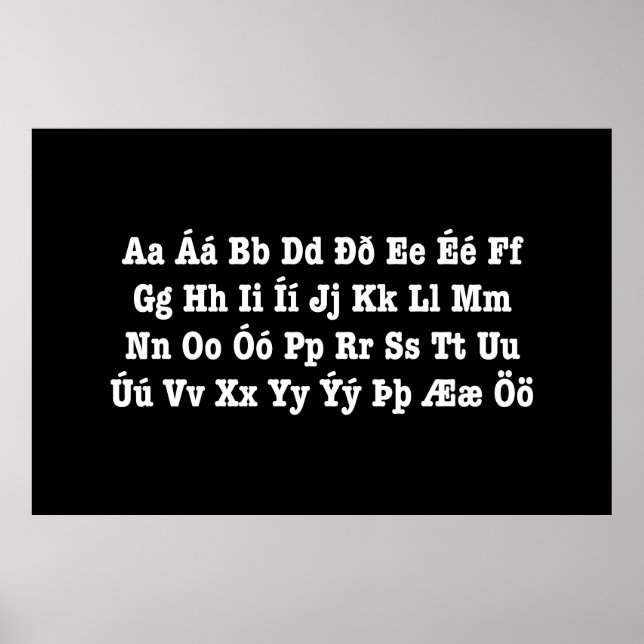Poster Alphabet islandais [Íslenska Stafrófið] (Devant)