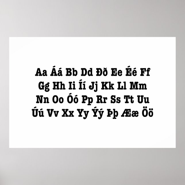 Poster Alphabet islandais [Íslenska Stafrófið] (Devant)