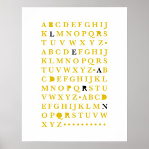Poster Alphabet jaune Lettre d'apprentissage Typographie 