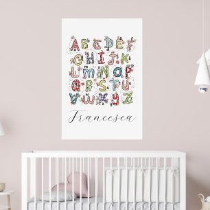 Poster Alphabet Lapins, Papillons, Fées & Fleurs 
