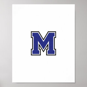 Poster Alphabet M en bleu