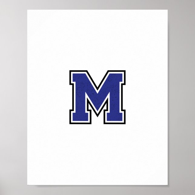 Poster Alphabet M en bleu (Devant)