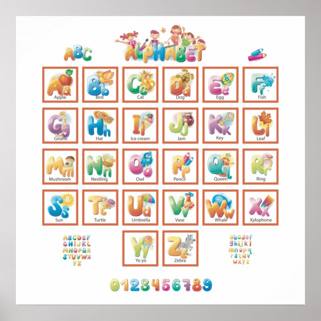 Poster Alphabet mignon (Devant)