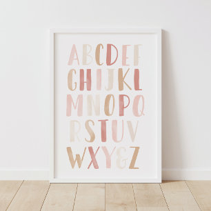 Poster Alphabet neutre rose ABC Décor de la crèche pour f