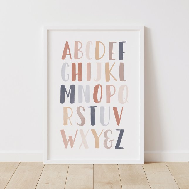 Poster Alphabet Nursery à l'aquarelle neutre (Créateur téléchargé)