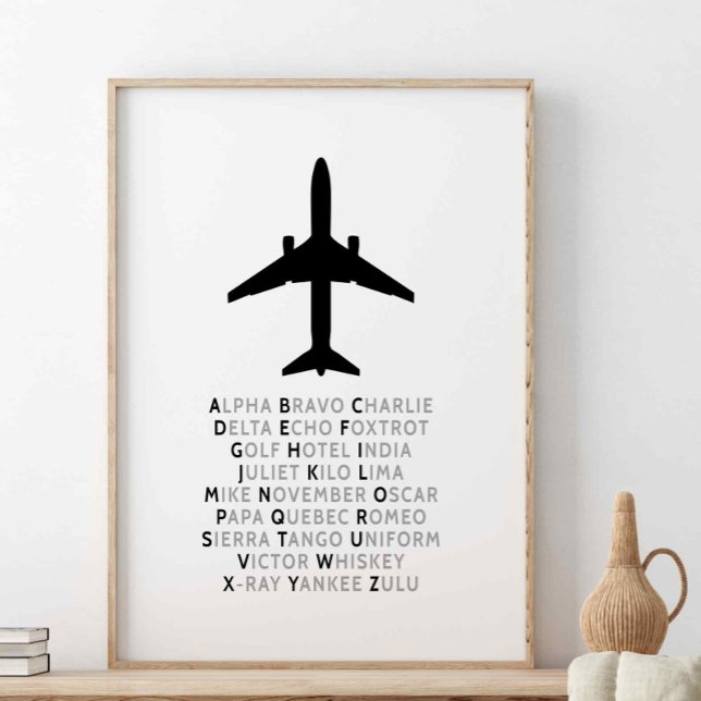 Poster Alphabet phonétique, OEuvre murale, Cadeau pilote (Créateur téléchargé)