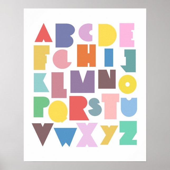 Poster Alphabet rétro géométrique (Devant)