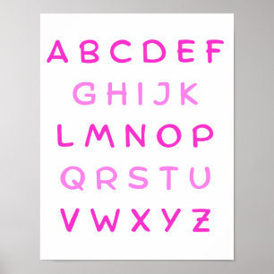 Poster Alphabet rose Lettres de capital enseignant Salle