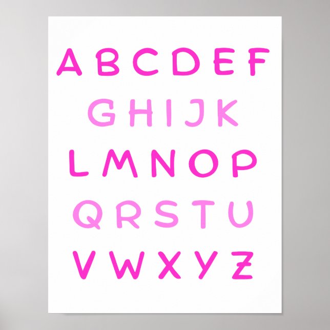Poster Alphabet rose Lettres de capital enseignant Salle  (Devant)