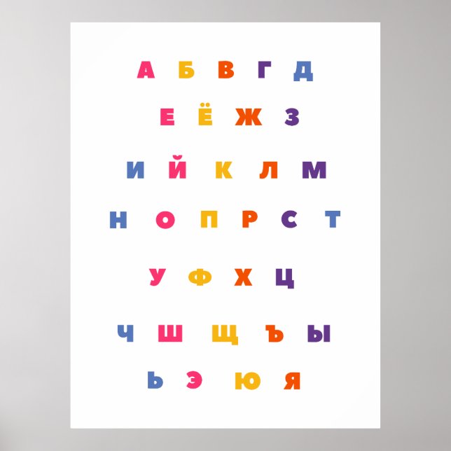 Poster alphabet russe (Devant)