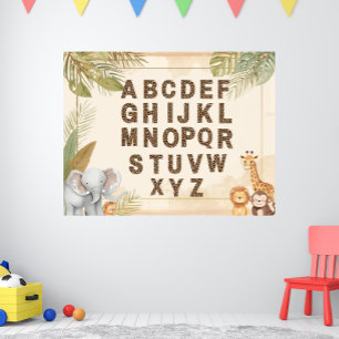 Poster Alphabet Safari Nursery Boho Animaux de la Jungle