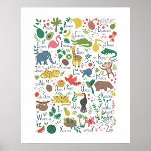 Poster Alphabet tropical pour enfants