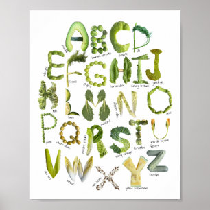 Poster Alphabet végétal - Mangez vos enfants verts Veggie