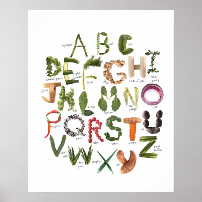 Poster Alphabet végétal pour pépinière de légumes - Alime (Devant)