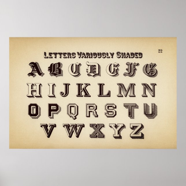 Poster Alphabet vintage (Devant)