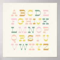 Alphabet vintage en couleurs pastel