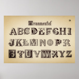 Poster Alphabet vintage/Monogrammes