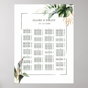 Poster ALPHABETICAL ORDER Tropical Wedding Seating Chart