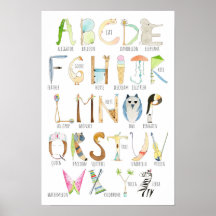 Poster alphabétique - Lettres d'objets et d'animau